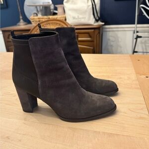Stuart Weitzman Grey Suede Heeled Booties 8.5